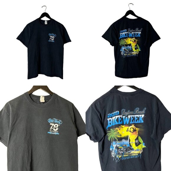 2019 Daytona Beach Bike Week T Shirt Adult Black Large L Motor Graphic Tee Logo - Picture 1 of 16